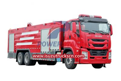 Isuzu giga 6x4 emergency water foam red fire truck price