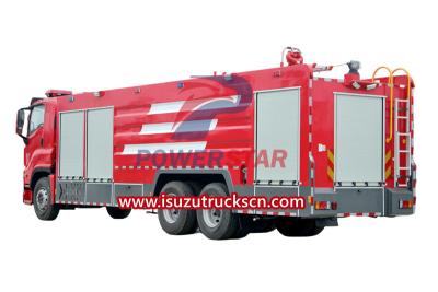 Isuzu giga 6x4 emergency water foam red fire truck price