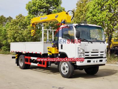 Used 4x4 Isuzu NPR Dropside Cargo Trucks with boom crane