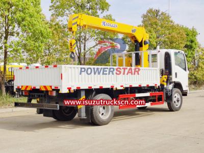 Used 4x4 Isuzu NPR Dropside Cargo Trucks with boom crane