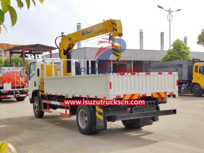 Used 4x4 Isuzu NPR Dropside Cargo Trucks with boom crane