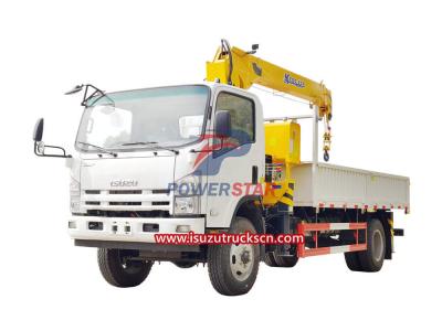 Used 4x4 Isuzu NPR Dropside Cargo Trucks with boom crane