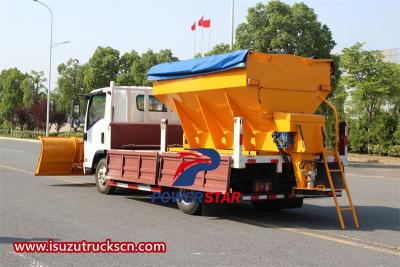 ISUZU snowplow truck with salt spreader