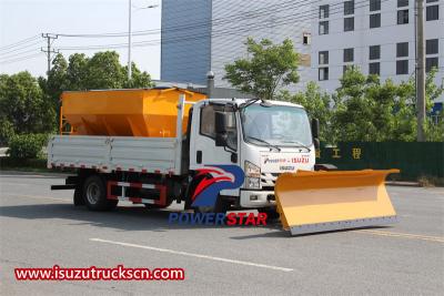 ISUZU snowplow truck with salt spreader