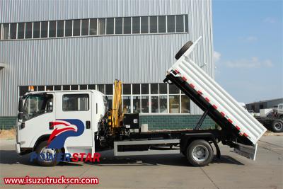 Isuzu lorry truck with 5 T folding crane