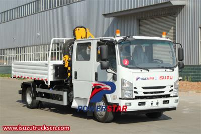 Isuzu lorry truck with 5 T folding crane