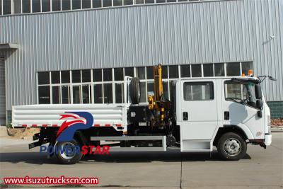 Isuzu lorry truck with 5 T folding crane