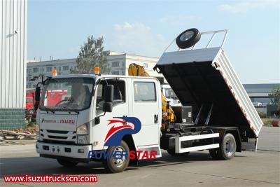 Isuzu lorry truck with 5 T folding crane