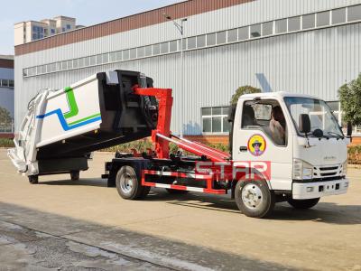 Isuzu 120HP hook lifter refuse compactor truck