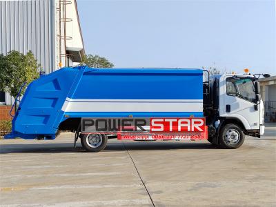 Isuzu NPR recycling rear loader garbage truck