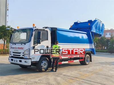 Isuzu NPR recycling rear loader garbage truck