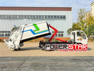 Isuzu 7 cbm hook lift with garbage compactor