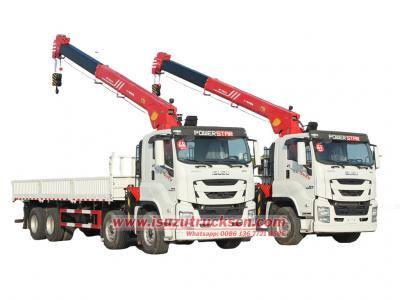 Isuzu GIGA 8X4 mobile dropside cargo truck with crane