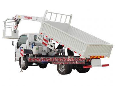 Japanese ISUZU NKR 3tons Boom Crane Truck with basket