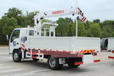 Japanese ISUZU NKR 3tons Boom Crane Truck with basket