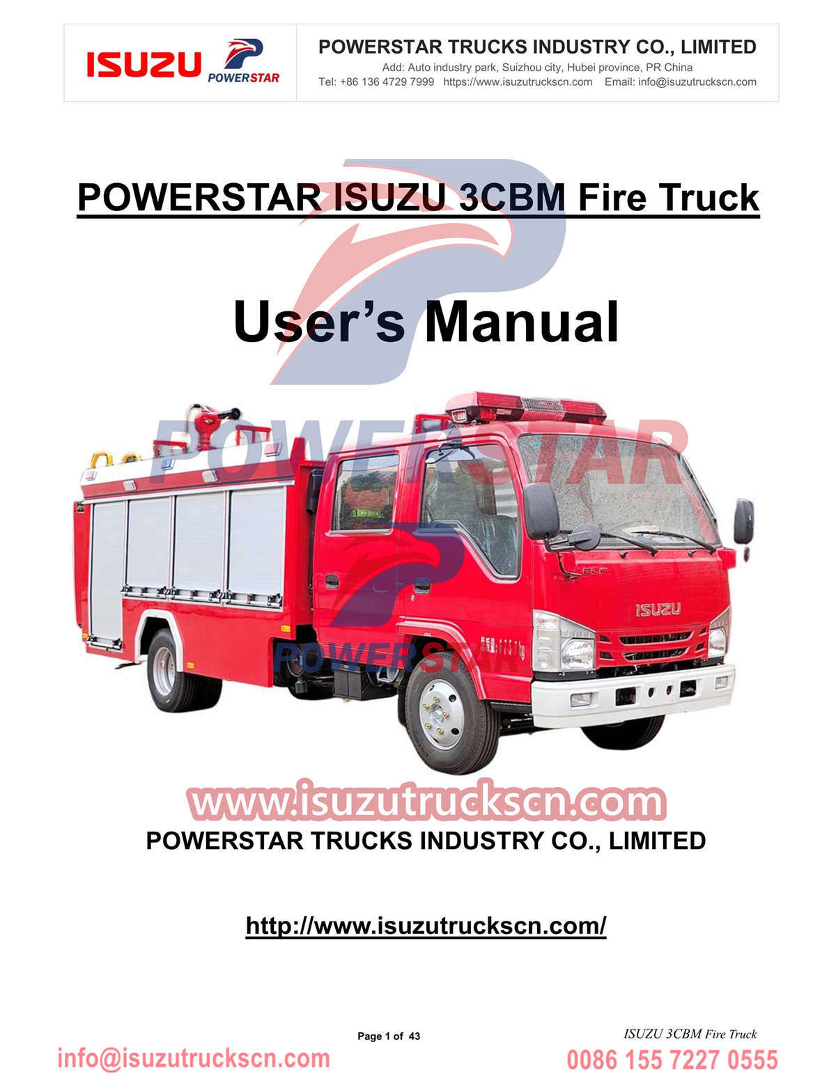 ISUZU 100P Fire Truck Manual export Laos