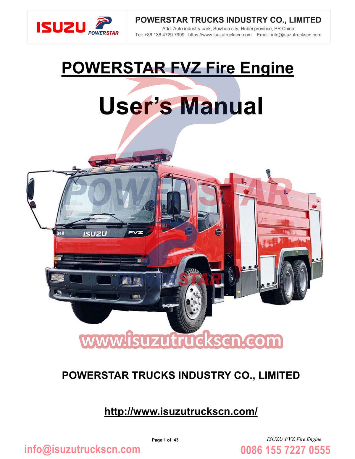 ISUZU Fire Tender 10 wheeler Manual export to Senegal