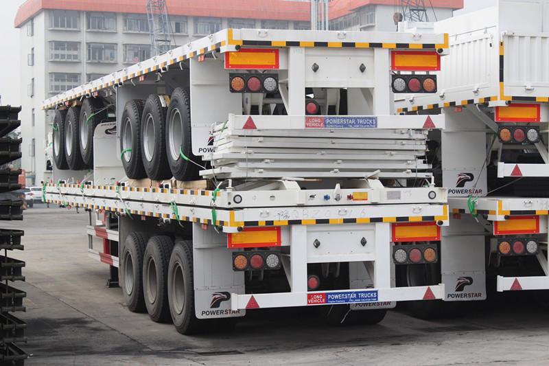 3 Axle Flatbed Side Wall Semi Trailers Bulk Cargo Trailer Made by Powerstar Trucks