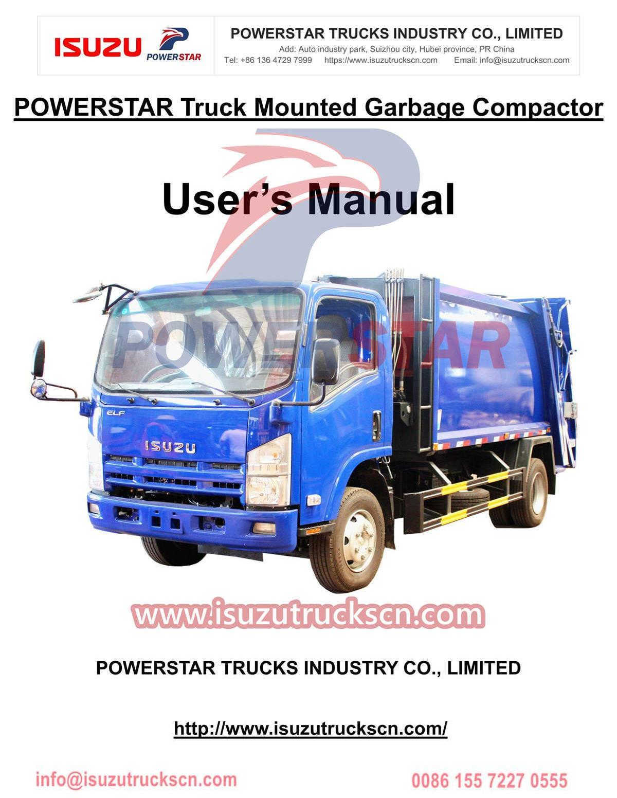 Grenada Isuzu NPR truck mounted garbage compactor 8cbm manual