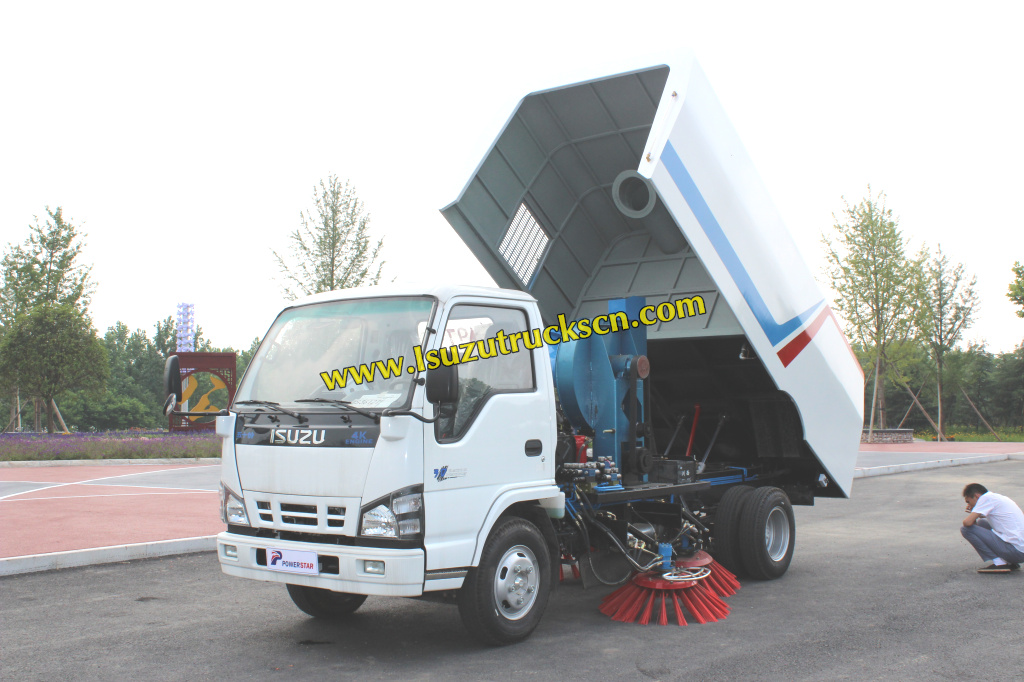 Cambodia custom made Isuzu 4cbm dustbin vacuum sweeper vehicle 
