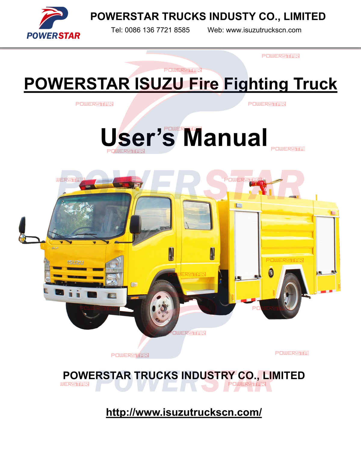 Dubai ISUZU NPR 5000 liters Water Foam Fire Fighting Trucks User Manual