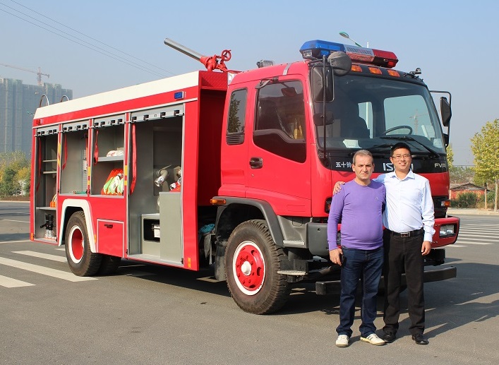 Armenia customer order Isuzu FVR fire fighting truck from our factory