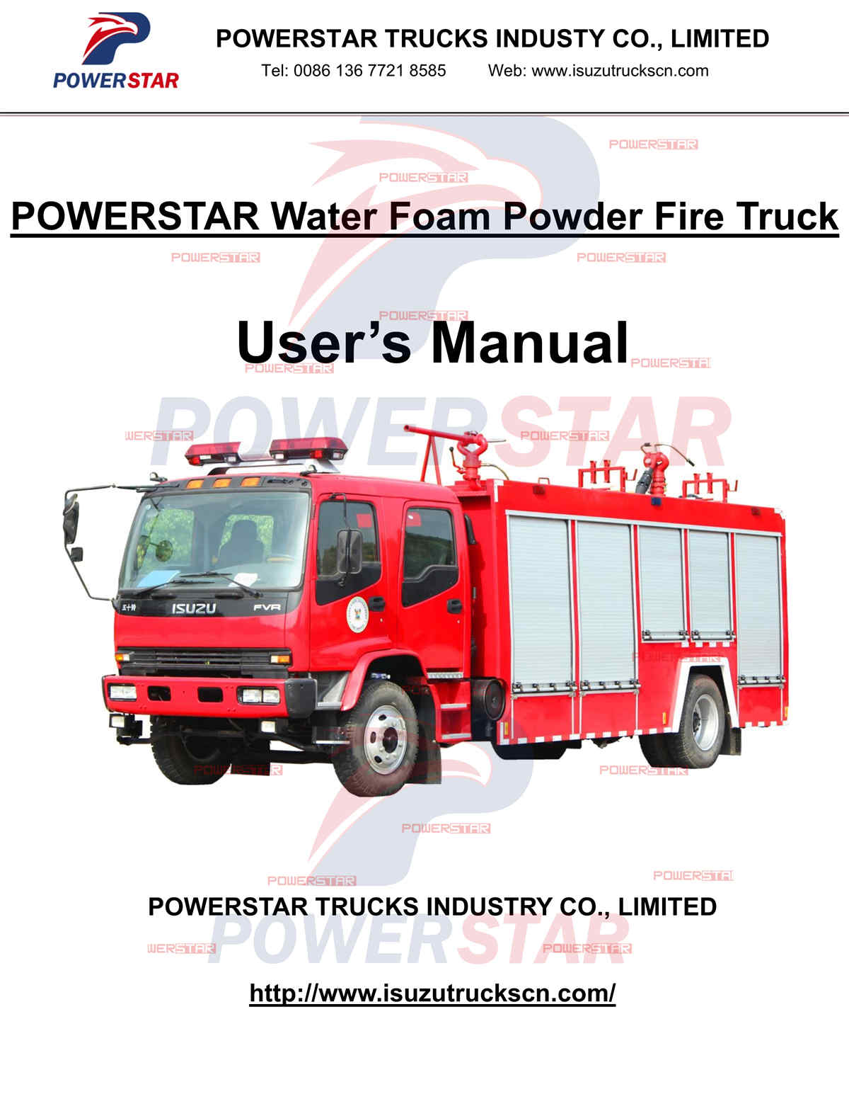 Nigeria Lagos ISUZU FVR Water & Foam & Powder Fire Truck Operation Manual