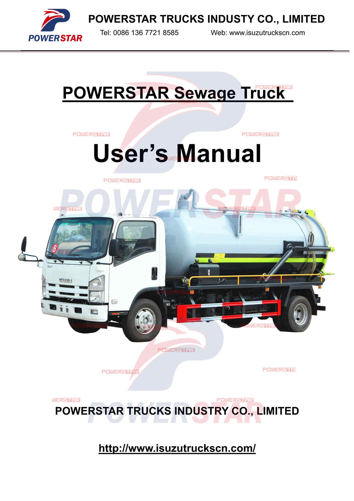 Isuzu NPR 8000liters sewage truck operaiton manual export Dubai