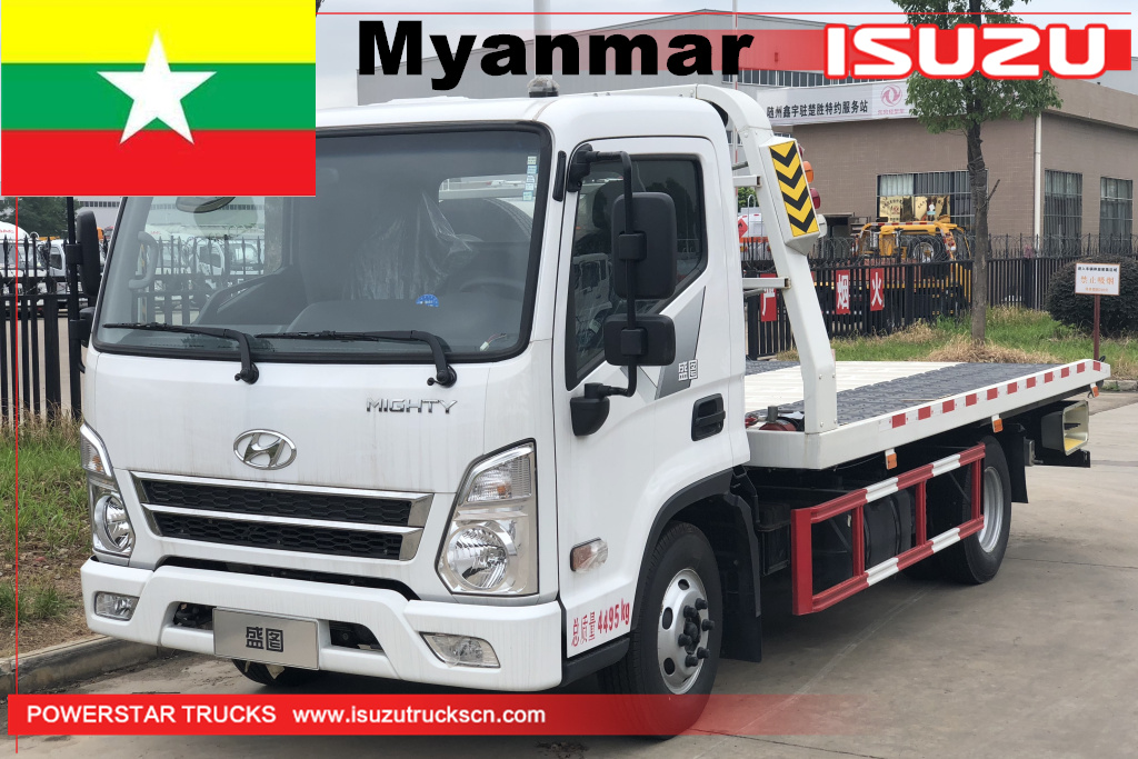 Myanmar - 1 unit Flatbed wrecker Truck Hyundai