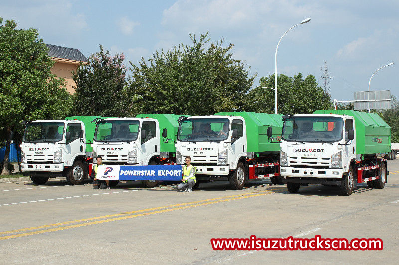 Mongolia Isuzu 4x2 hooklift garbage truck QL1100A8KAY