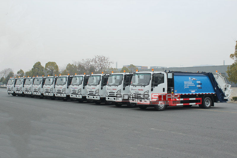 10 units ISUZU NPR 8CBM garbage rear loader truck will deliver