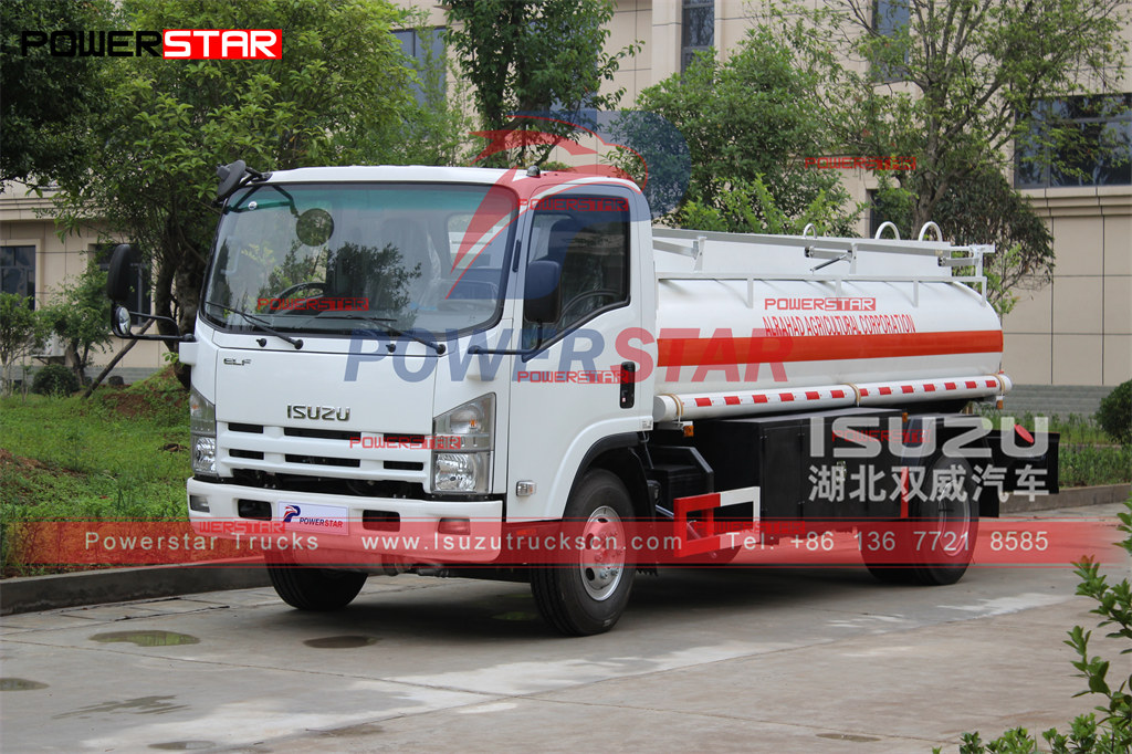ISUZU NPR fuel bowser ELF 5000L oil tank truck export to Sudan operation guidance