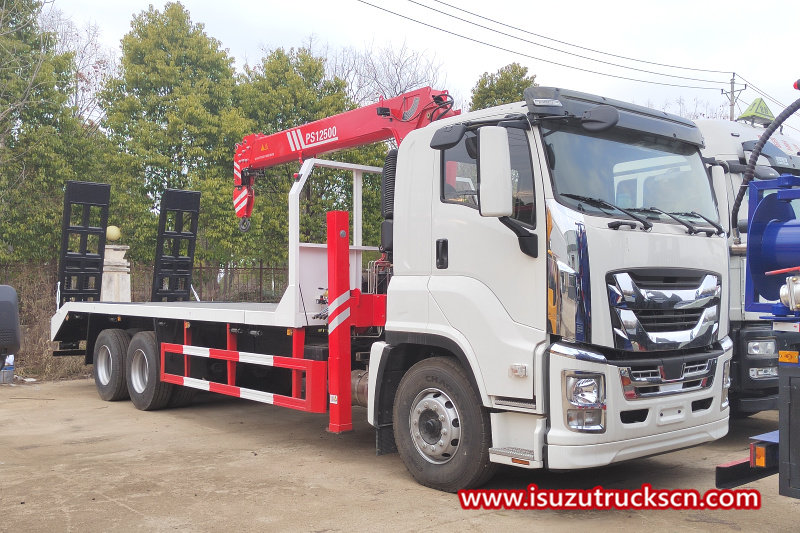 Philippines Isuzu Giga Self loader Flatbed truck with crane