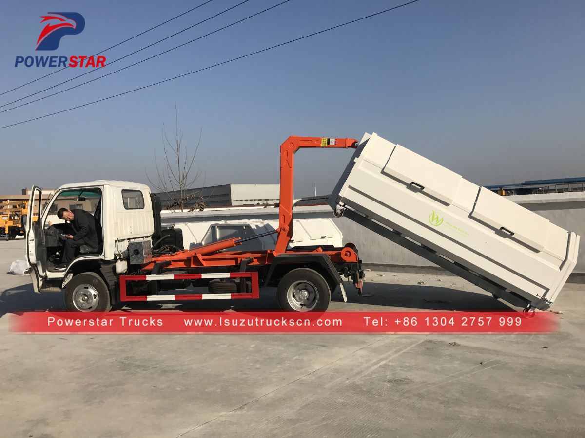 Powerstar brand Isuzu 6wheels Hooklift Garbage Truck with Hook Arm