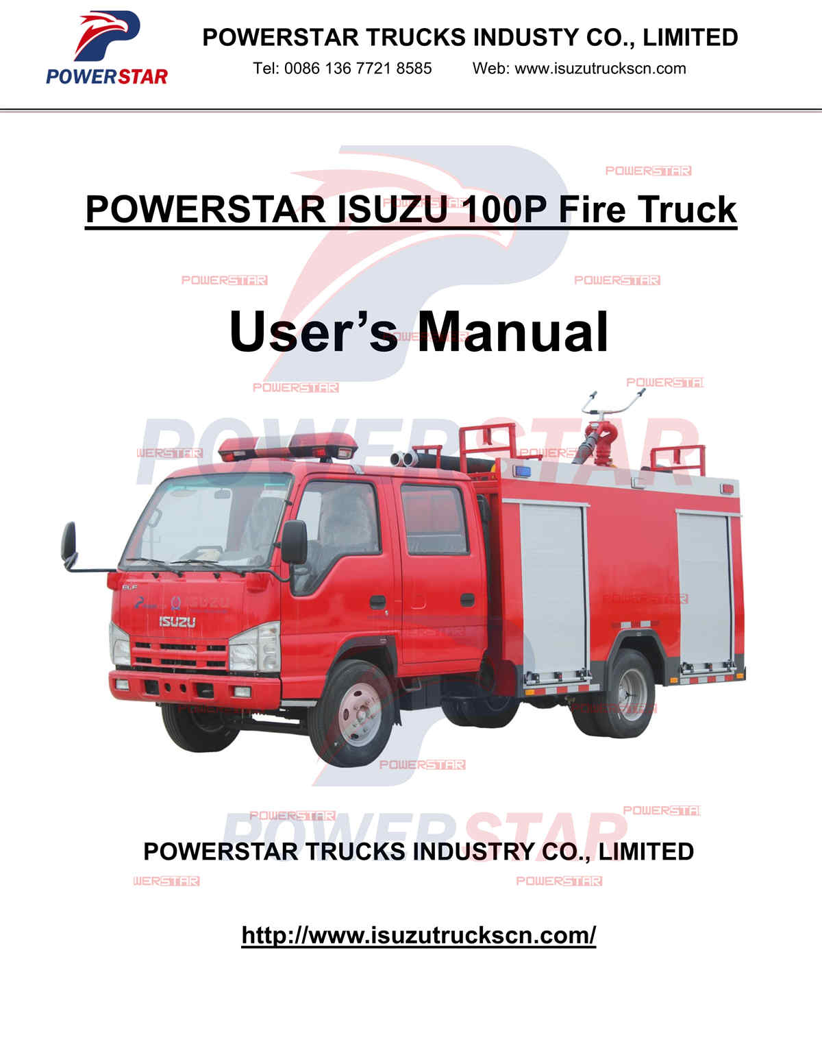 European Albania ISUZU mini water foam Fire Fighting Trucks User Manual