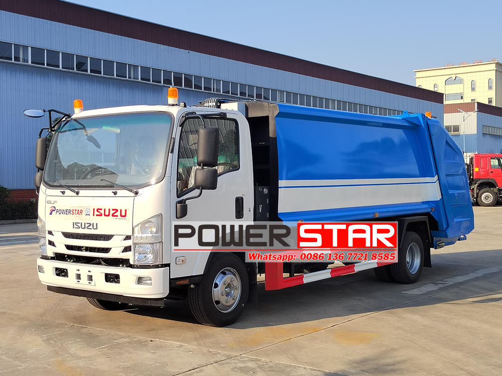 Isuzu ELF 10cbm hydraulic rear loading garbage truck