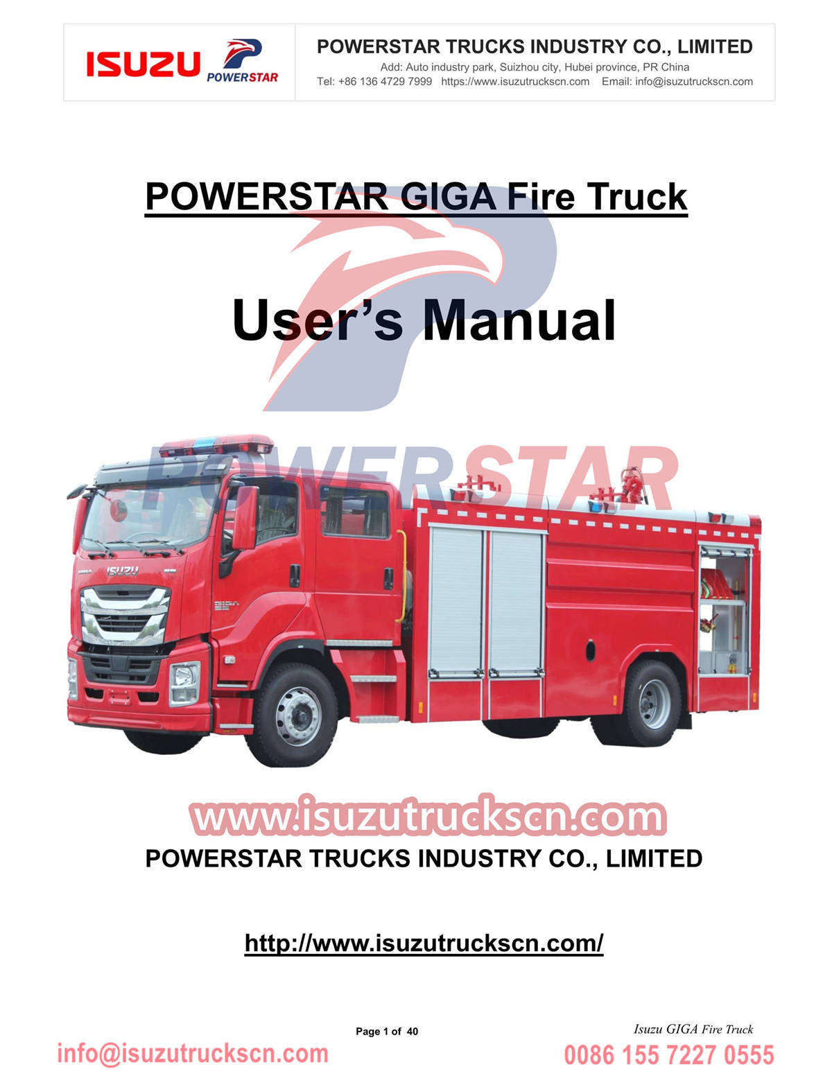 Isuzu Fire Engine 8000L volume export Philippines