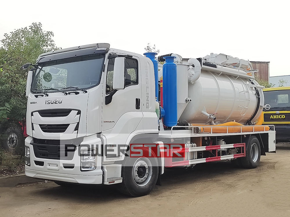 Custom made Isuzu GIGA vacuum sewage suction truck are export to Albania