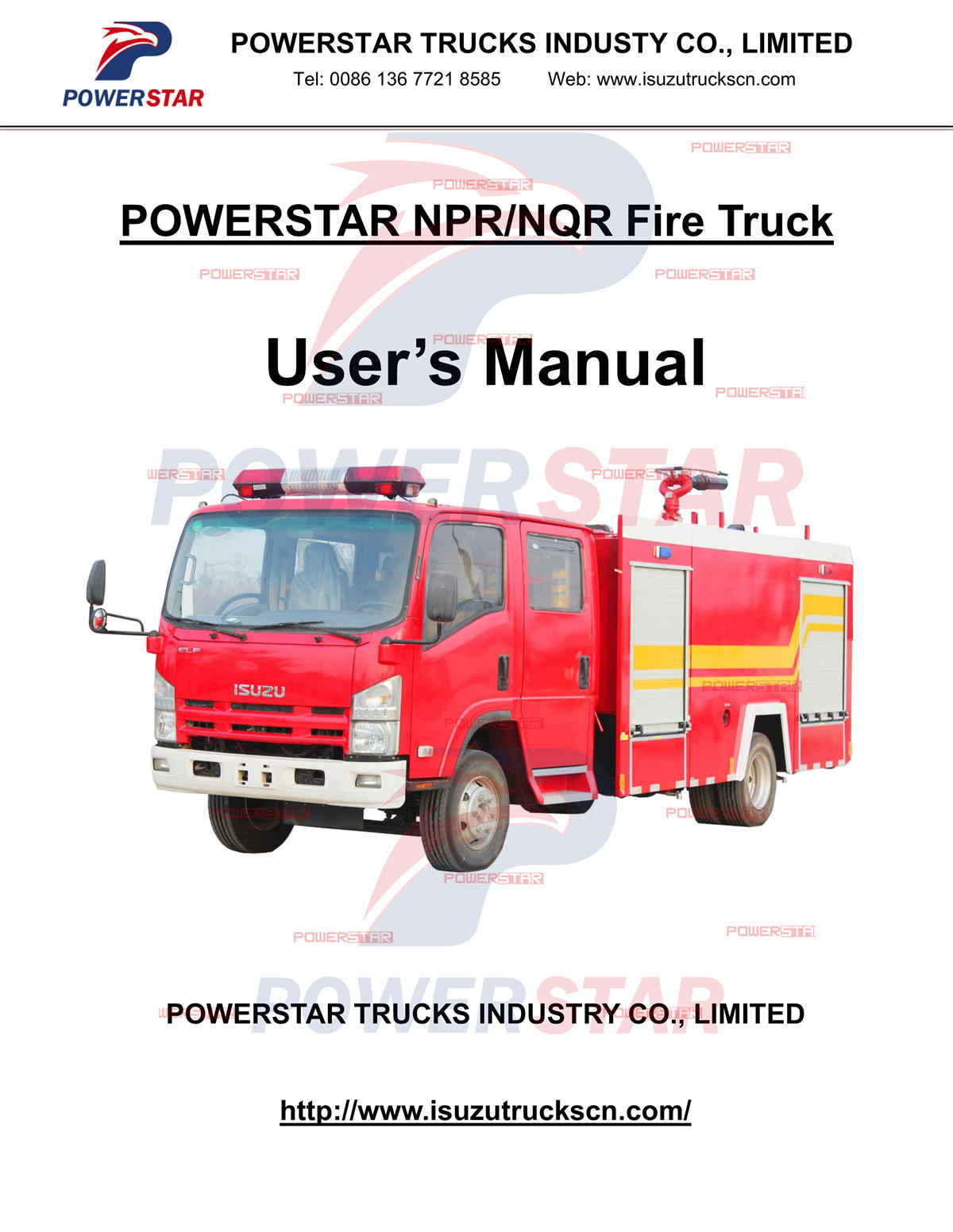 Sierra Leone ISUZU 700P Water Tanker Fire Fighting Trucks User Manual