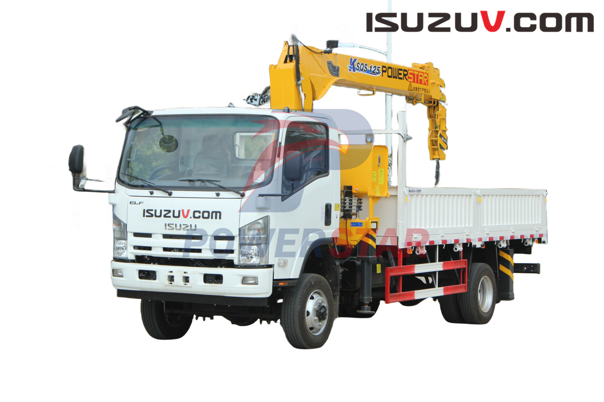Japan ISUZU NPR off road truck chassis cargo truck mounted crane