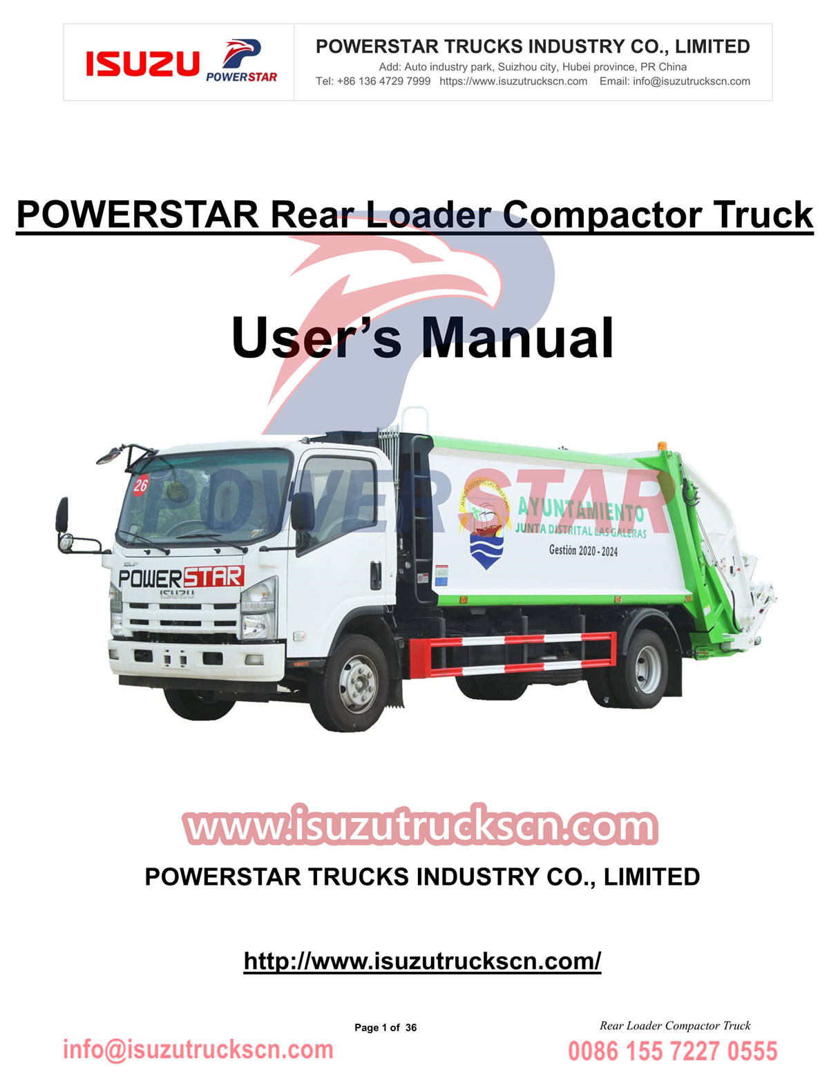Philippines Isuzu 10cbm Rear Loader Compactor Operation Manual