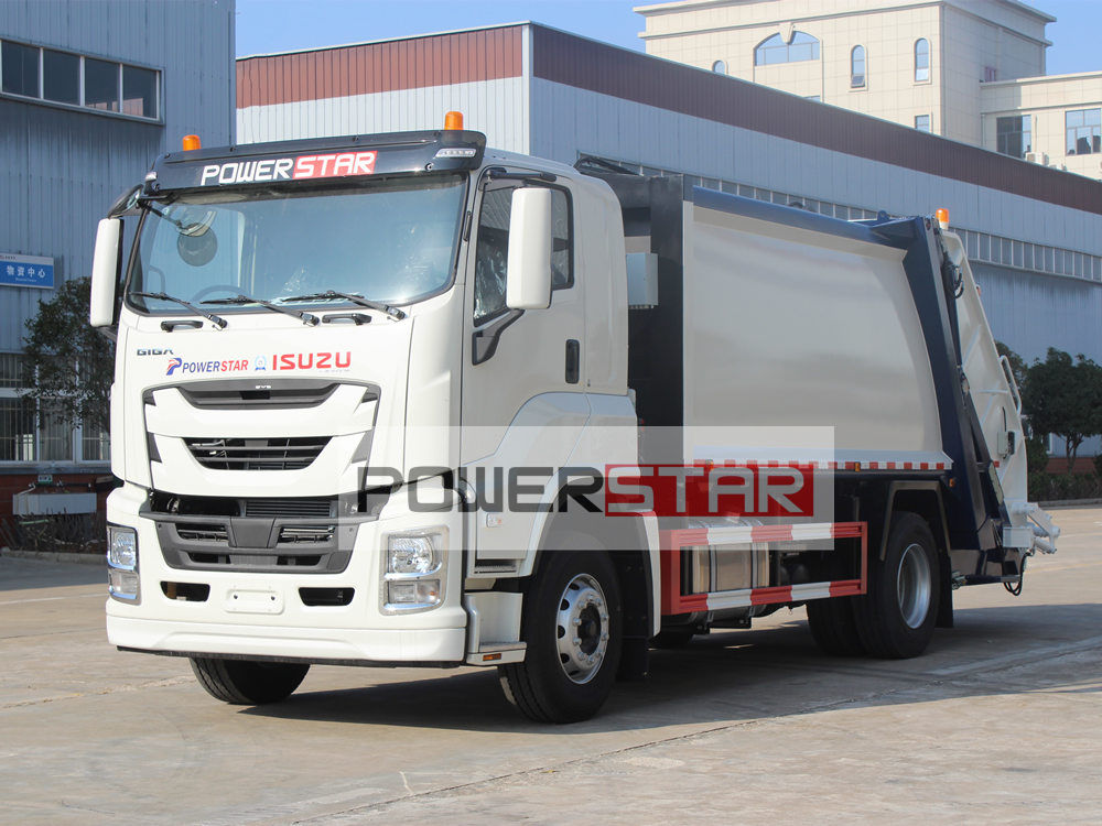 Isuzu 5X GIGA 6HK1 engine 14cbm rear loader garbage truck