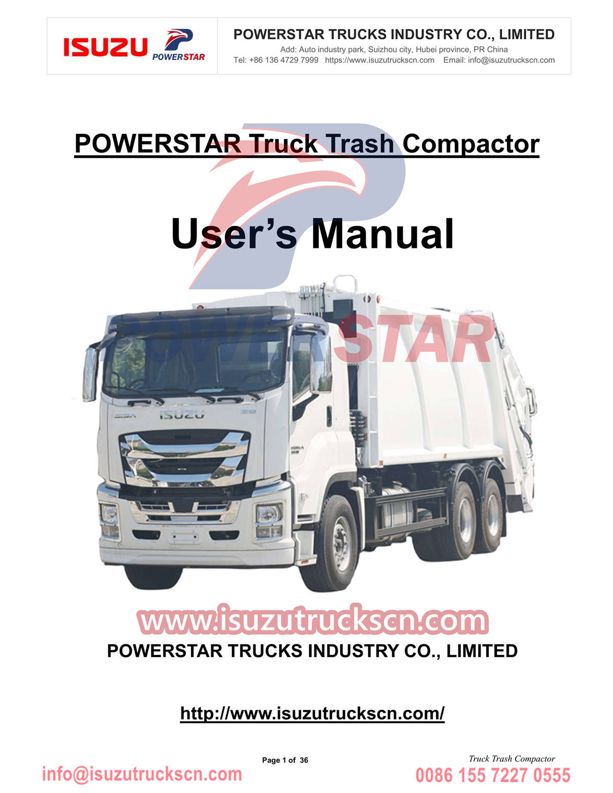 Jordan customer buy POWERSTAR Isuzu GIGA 22cbm truck trash compactor