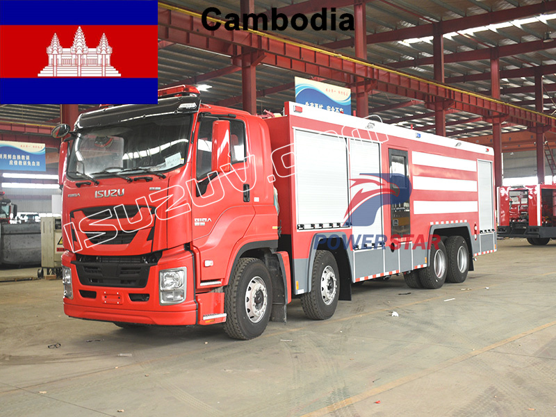 Cambodia Isuzu Giga FVZ 14000L Industrial Fire Truck with Pump & Monitor