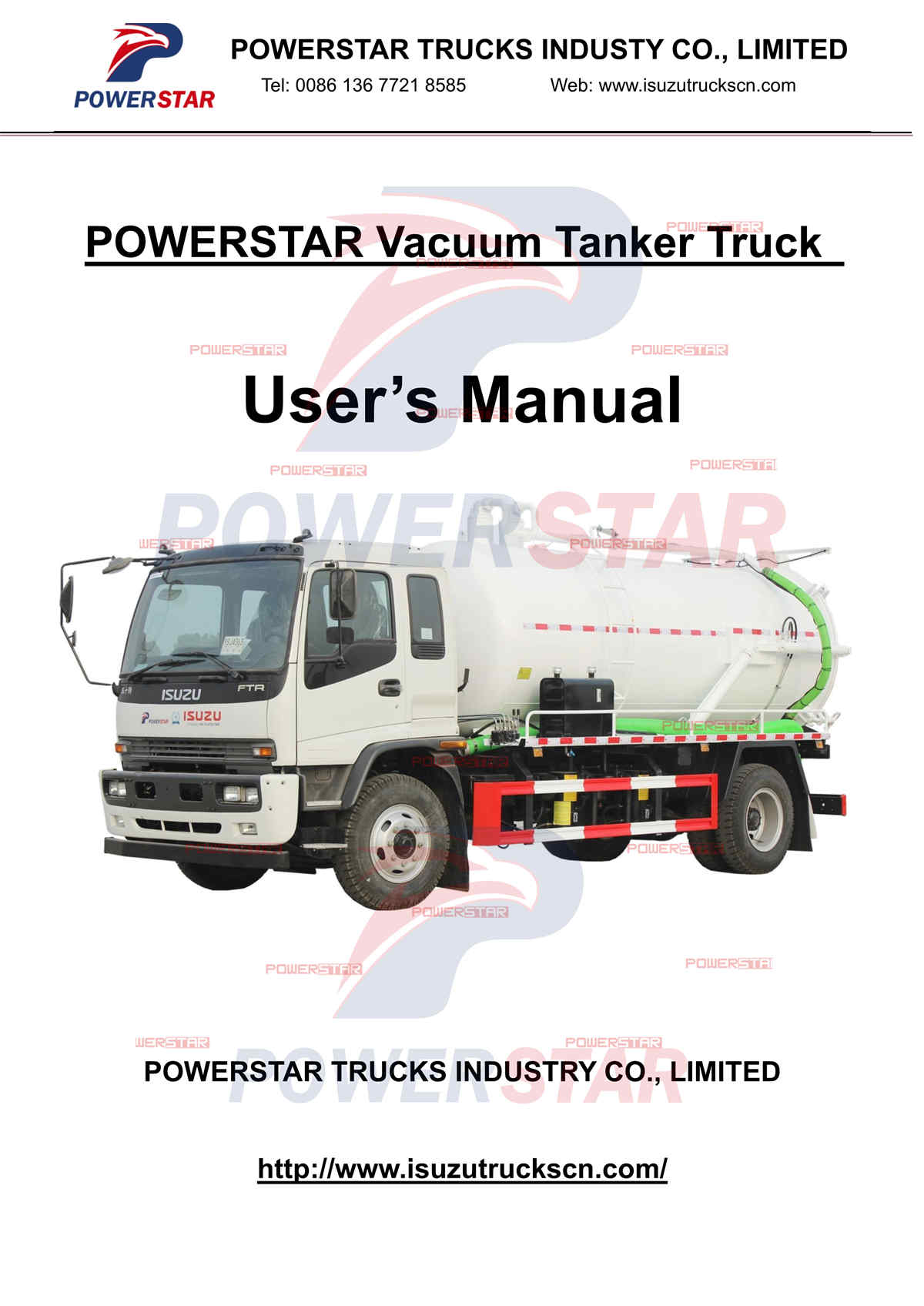 ISUZU 10cbm FTR FRR FSR Vacuum Tanker Truck Manual export Rwanda